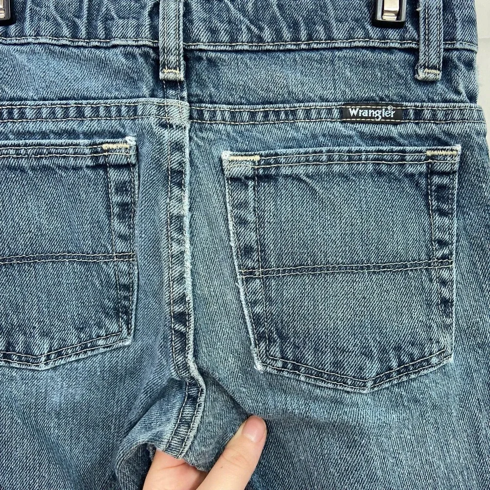 Wrangler youth light/medium wash blue denim‎ adjustable straight cotton jeans 10